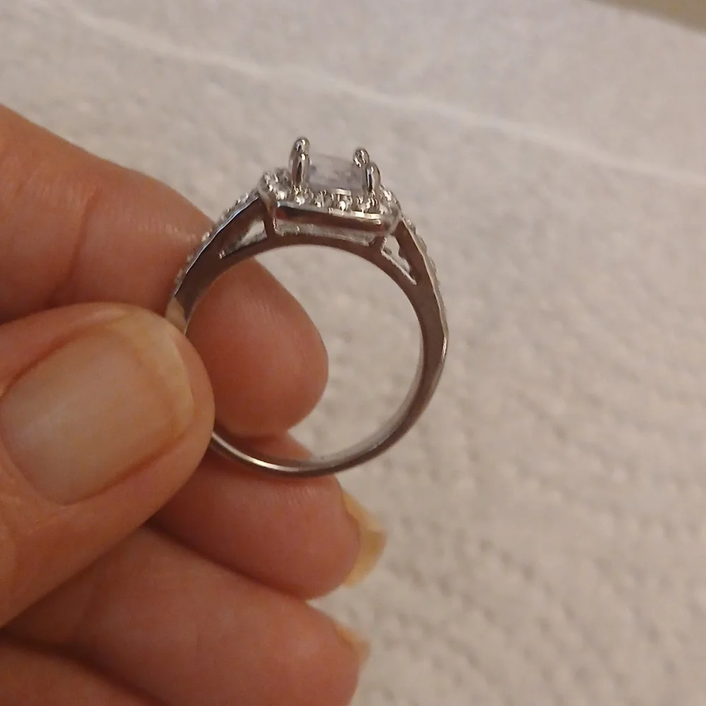 925 STERLING SILVER, White Sapphire WEDDING SET. Size 9 - Picture 2 of 9